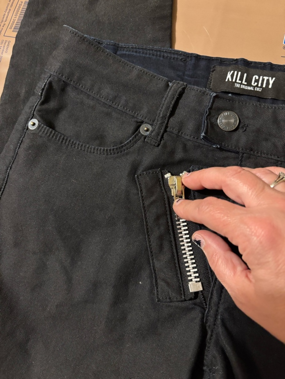 Kill City Women's Black Super Skinny Junkie Jeans Size 27 Front Zip Ankle Grunge - Picture 4 of 13